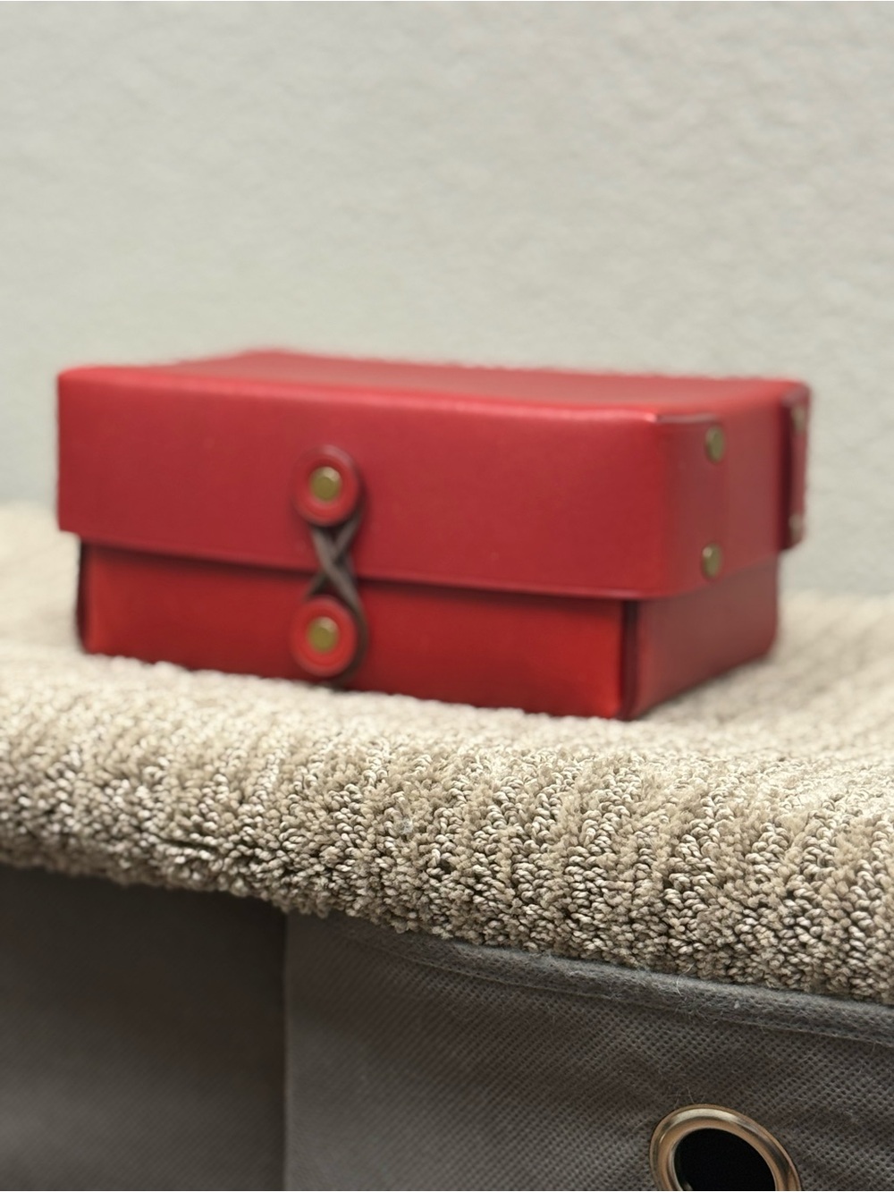 RARE Vintage Coach Bleeker Chilli Red Leather Decorative Box